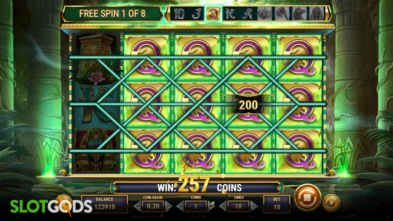 A screenshot of Oasis of Dead slot bonus round gameplay