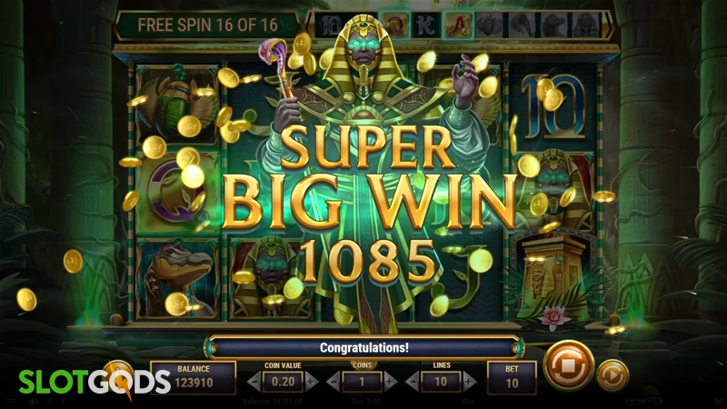 A screenshot of a big win in Oasis of Dead slot