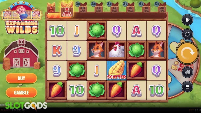 A screenshot of Oink Farm 2 slot by Foxium gameplay