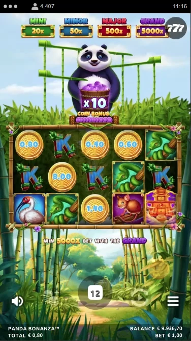 A screenshot of Panda Bonanza slot gameplay
