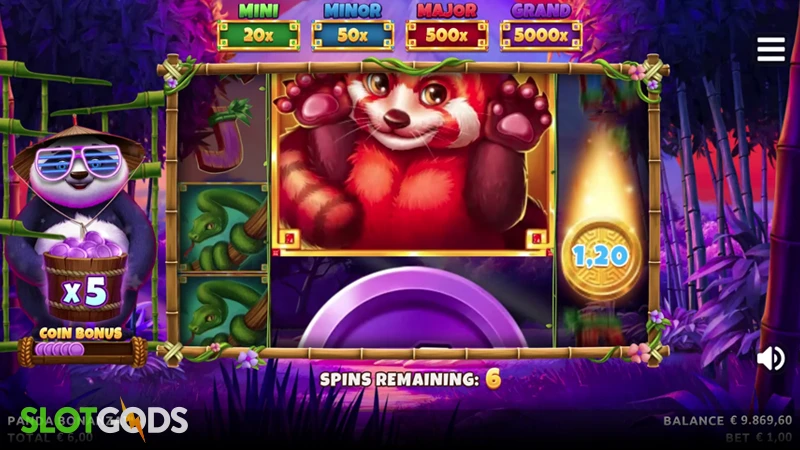 A screenshot of Panda Bonanza slot bonus round