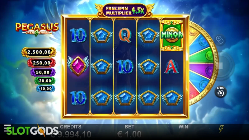 A screenshot of Pegasus Cash Spree gameplay