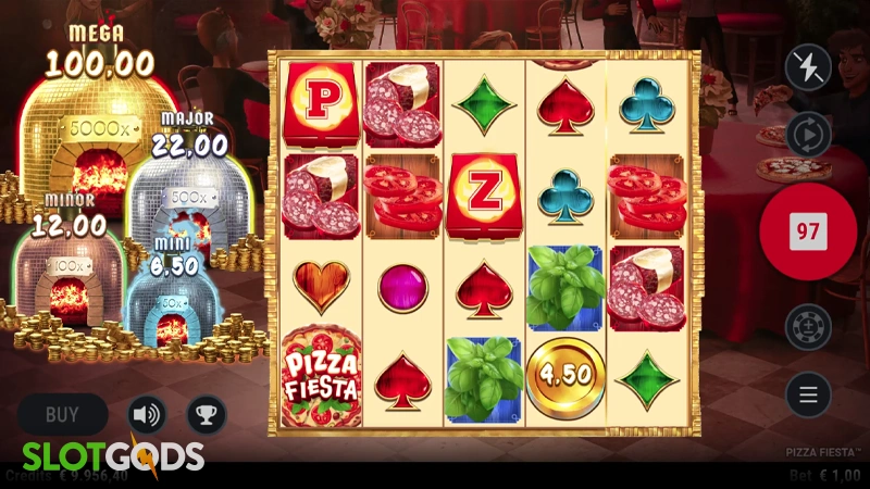 a screenshot of Pizza Fiesta slot gameplay