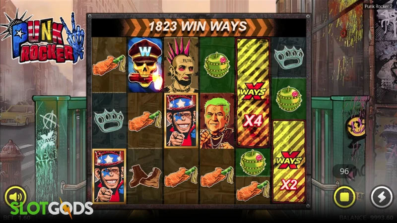 A screenshot of Punk Rocker 2 slot gameplay