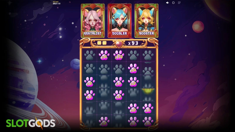 A screenshot of Purr Power bonus gameplay