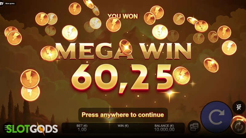 A screenshot of a huge win in Raging Gods Olympus Power Combo slot