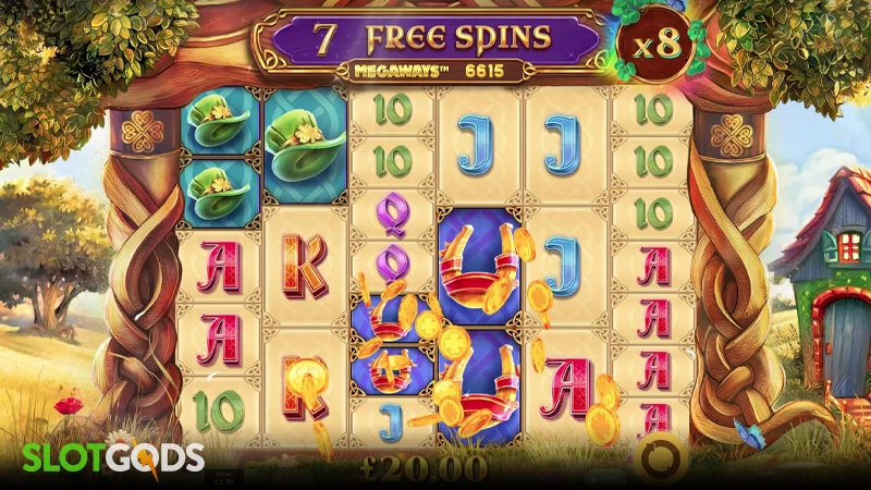 A screenshot of Rainbow Jackpots Megaways slot  free spins bonus