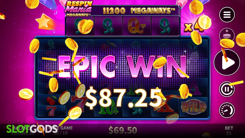 A screenshot of a big win in Respin Mania Megaways slot