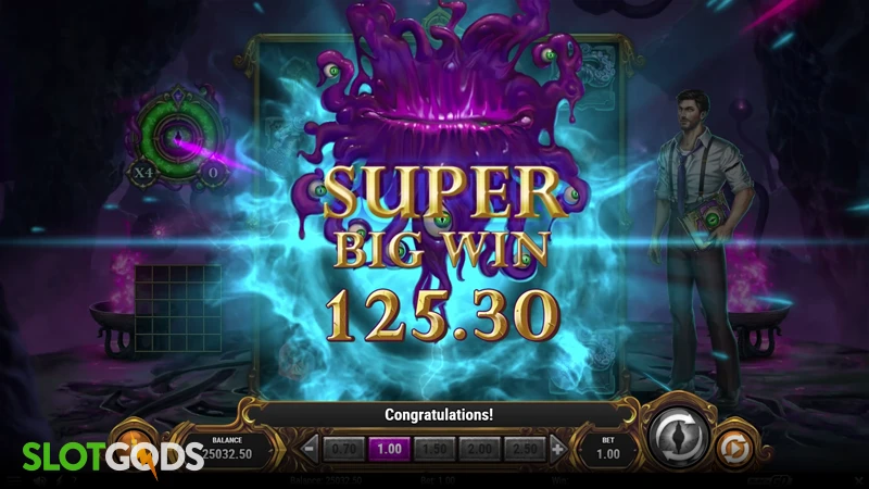 A screenshot of a big win in Tome of Insanity slot