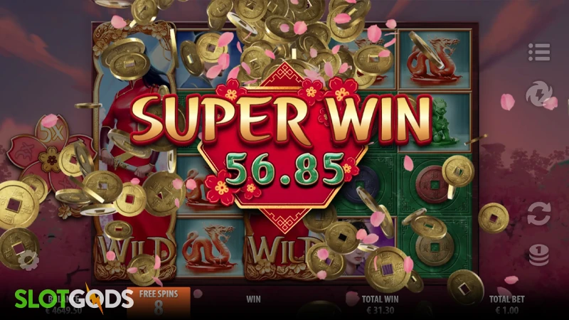 A screenshot of  an epic win in Sakura Fortune Epic Bloom slot