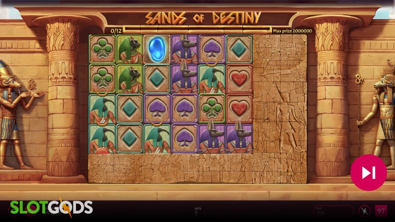 A screenshot of Sands of Destiny slot gameplay