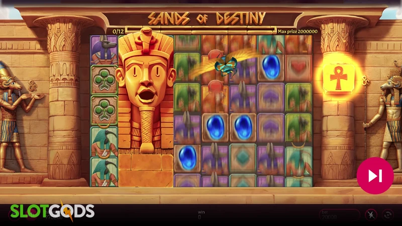 A screenshot of Sands of Destiny slot feature gameplay