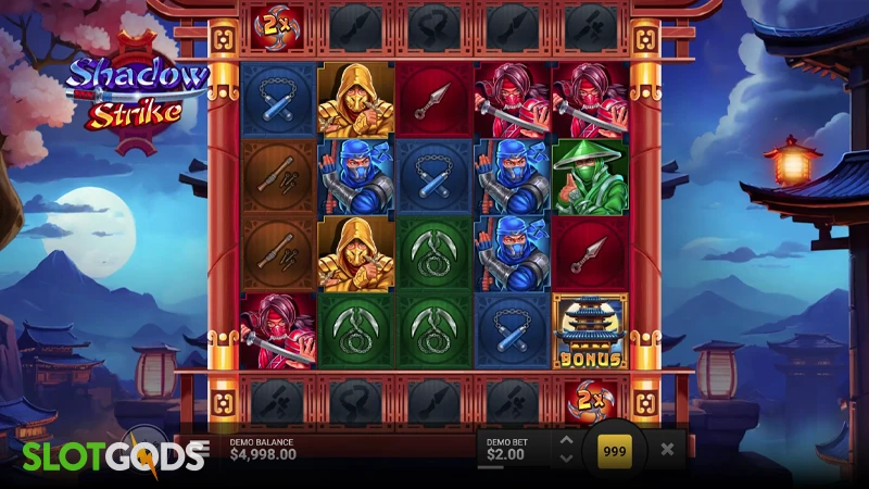 A screenshot of Shadow Strike slot by Hacksaw Gaming gameplay