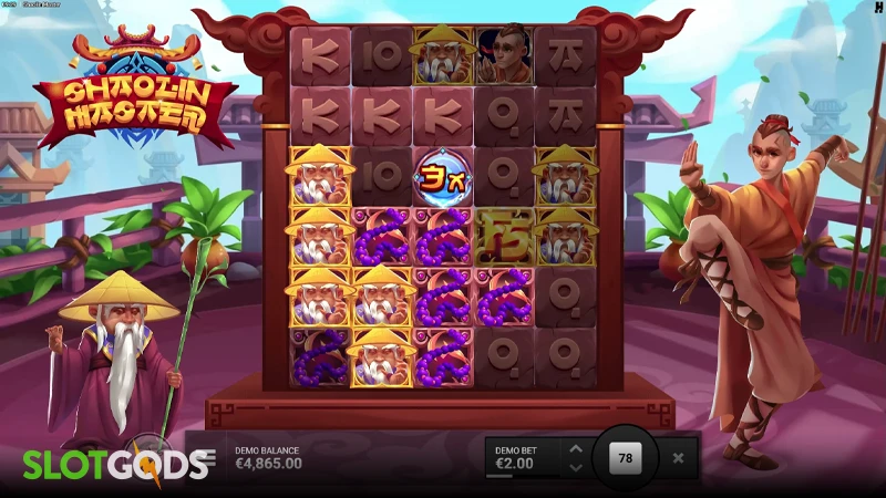 A screenshot of Shaolin Master slot gameplay