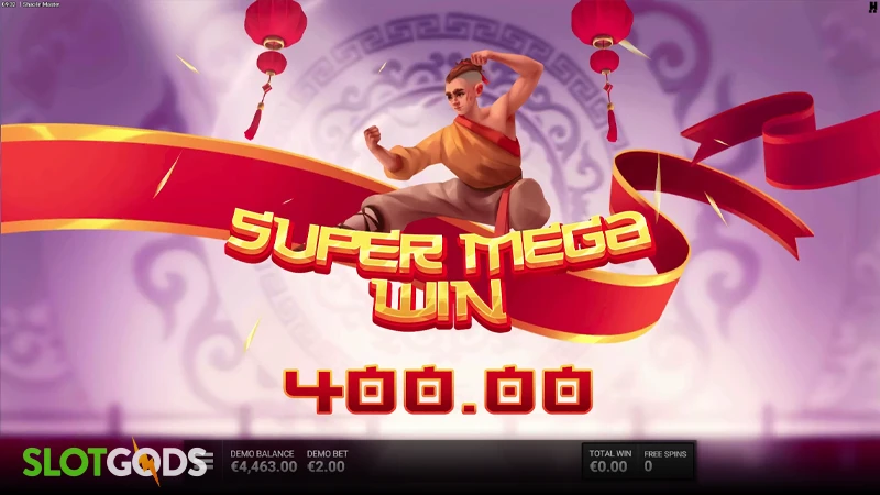 A screenshot of a superwin in Shaolin Master slot