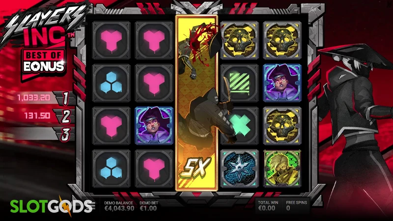 A screenshot of Slayers Inc slot best of feature gameplay