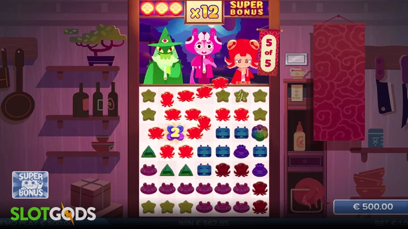 A screenshot of Slurpy slot feature gameplay