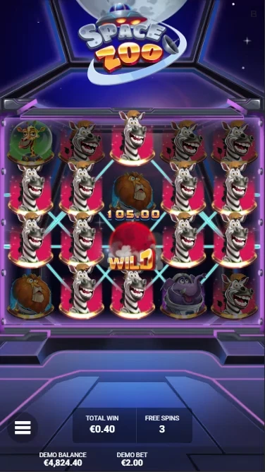 A screenshot of the bonus round in Space Zoo slot