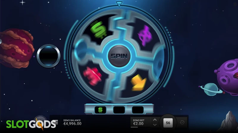 A screenshot of the Wheel of Fortune in Space Zoo slot