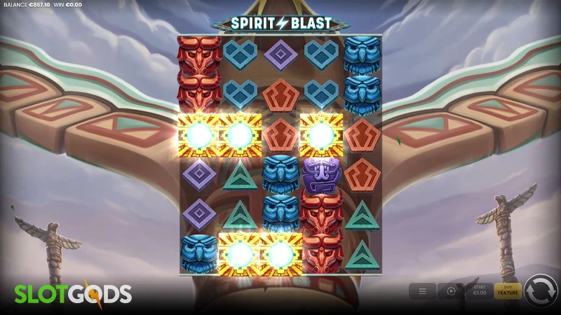 A screenshot of Spirit Blast slot gameplay