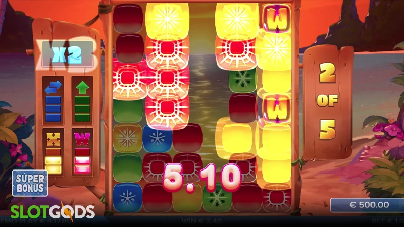 A screenshot of Squeeze slot by ELK studios feature gameplay