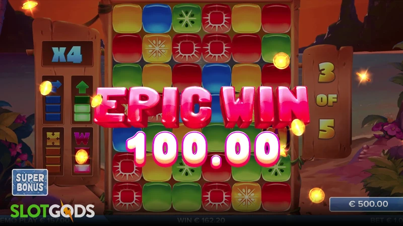 A screenshot of a big win in Squeeze slot by ELK studios