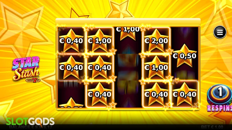 A screenshot of Star Stash slot feature gameplay