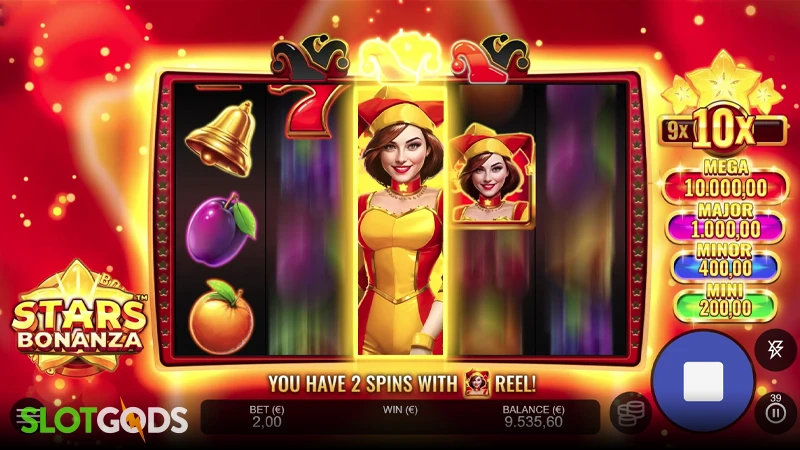 A screenshot of Star Bonanza slot bonus gameplay