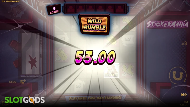 A screenshot of a big win in Stickermania slot