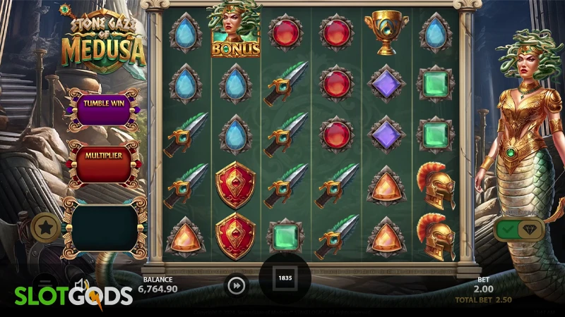 A screenshot of Stone Gaze of Medusa slot gameplay