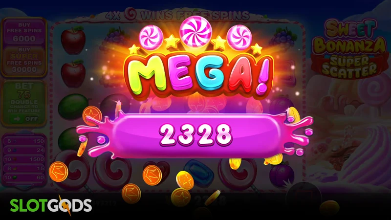 Sweet Bonanza Screenshot eines großen Gewinns mit Multiplikatoren