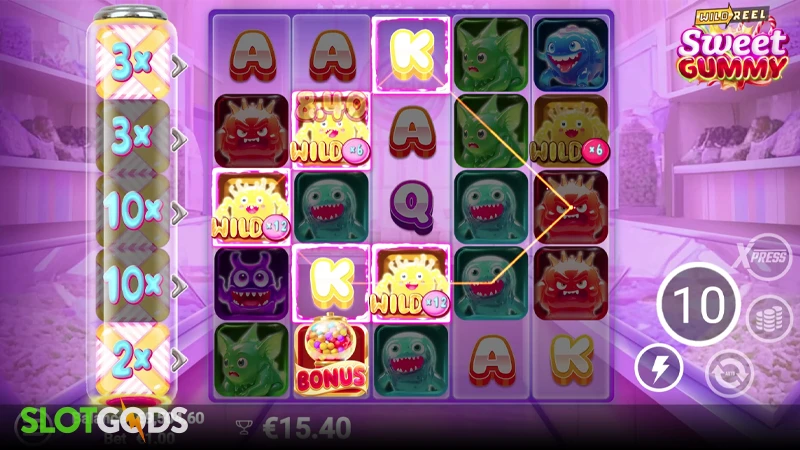 A screenshot of Sweet Gummy slot free spins gameplay