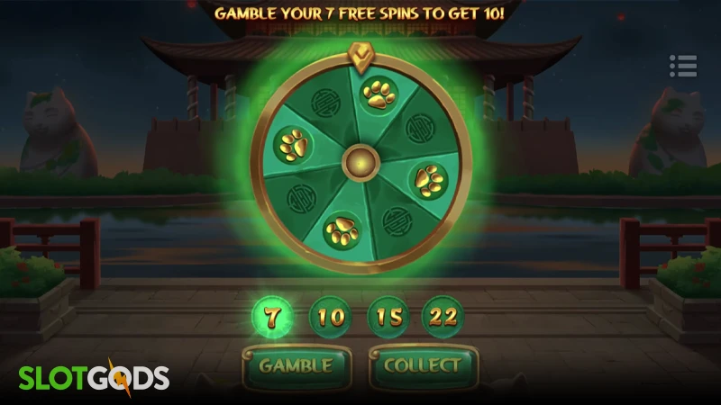 A screenshot of Temple of Paw slot bonus wheel