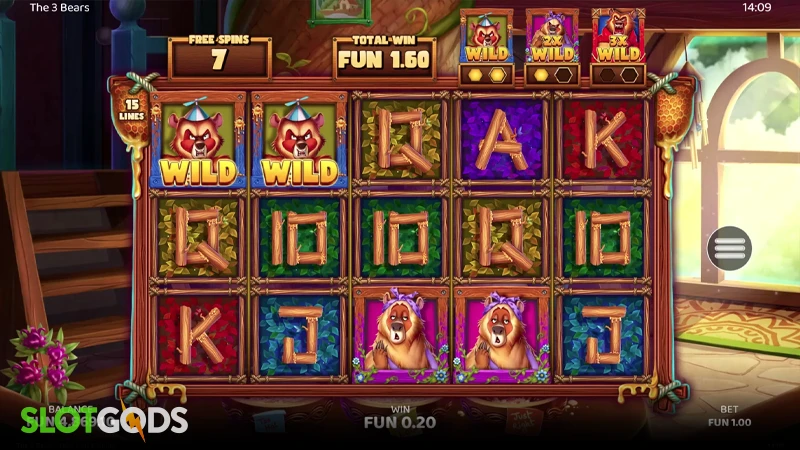 A screenshot of The 3 Bears slot feature gameplay