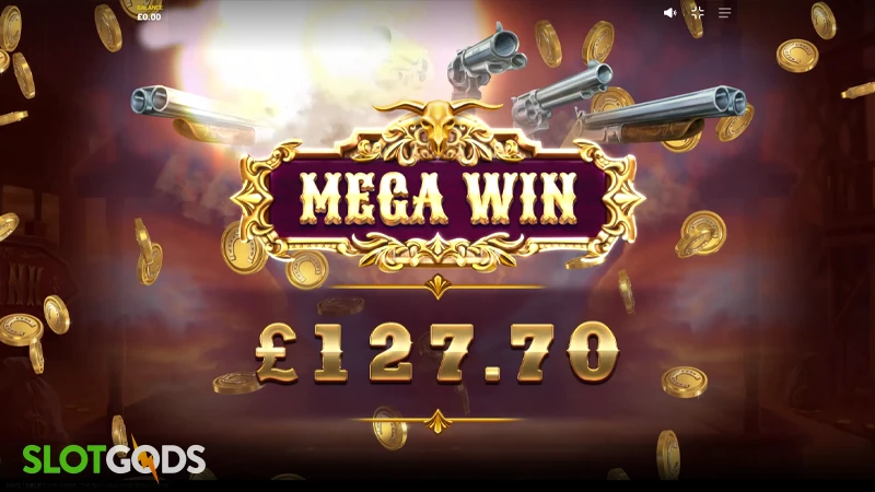 A screenshot of a big win in The Good, The Bad and The Rich slot