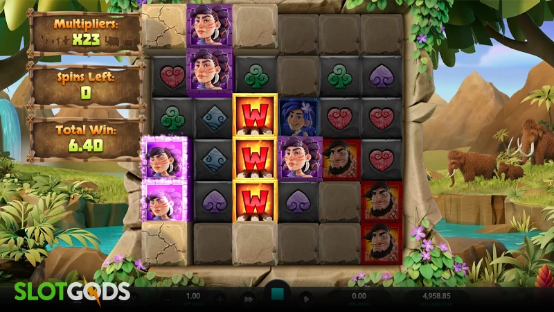 A screenshot of The Tumbles slot free spins gameplay