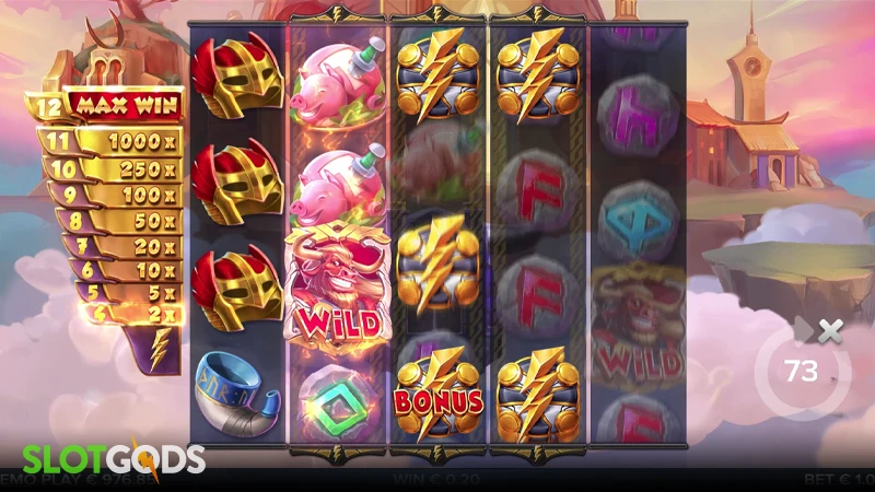 A screenshot of Thoro slot gameplay