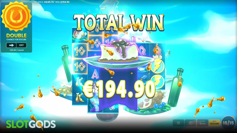 A screenshot of a big win on the Thunder Hog Chaos Reels slot bonus round