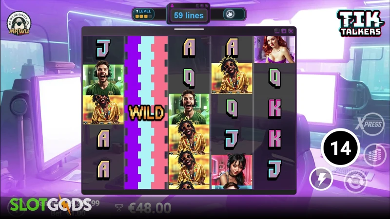 A screenshot of Tik Talkers slot feature gameplay