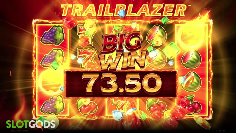 A screenshot of a big win in Trailblazer slot