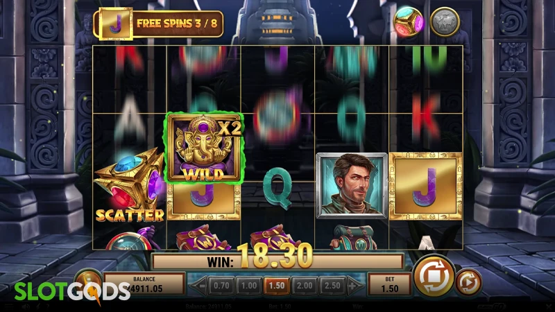 A screenshot of Wildest Gambit slot free spins gameplay