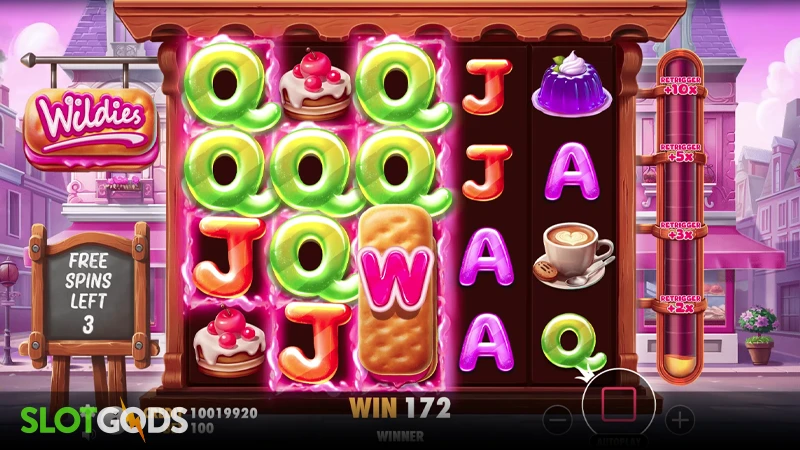 A screenshot of Wildies slot bonus round gameplay