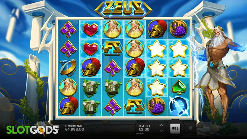 A screenshot of Ze Zeus slot gameplay