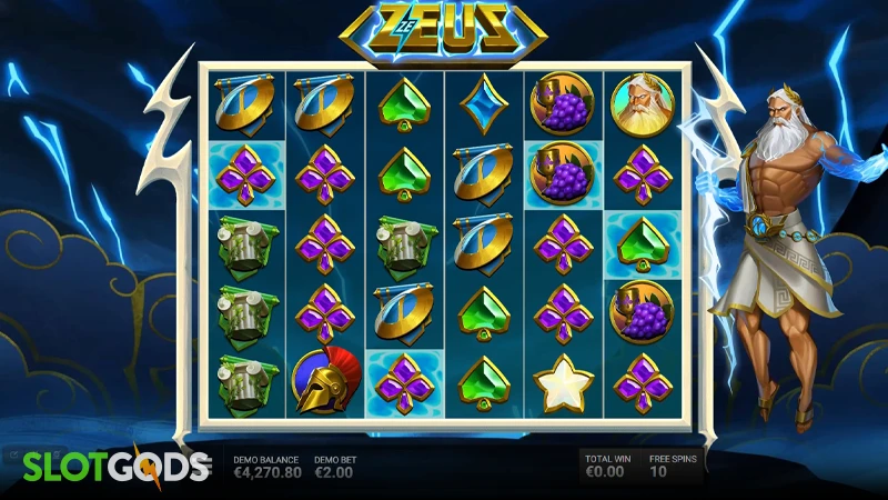 A screenshot of Ze Zeus slot feature gameplay