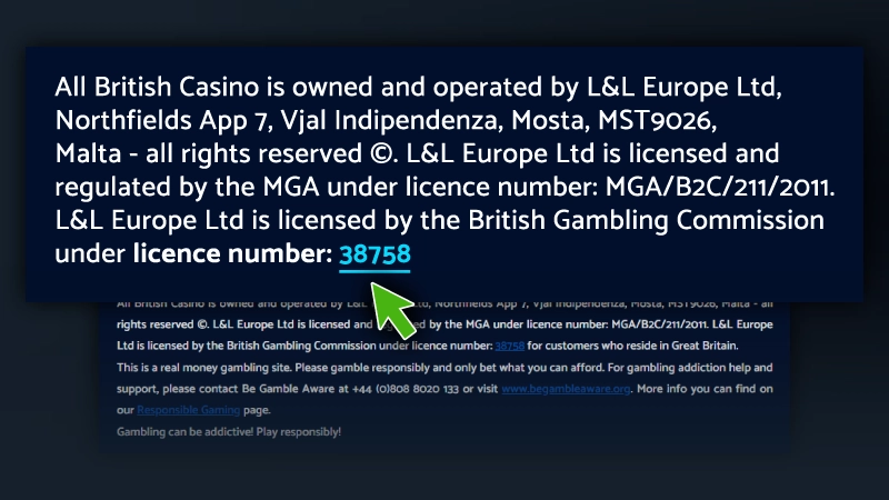 A licensed slot site will show that it is licensed by the UK Gambling Commission by having a link to the licence in the website footer