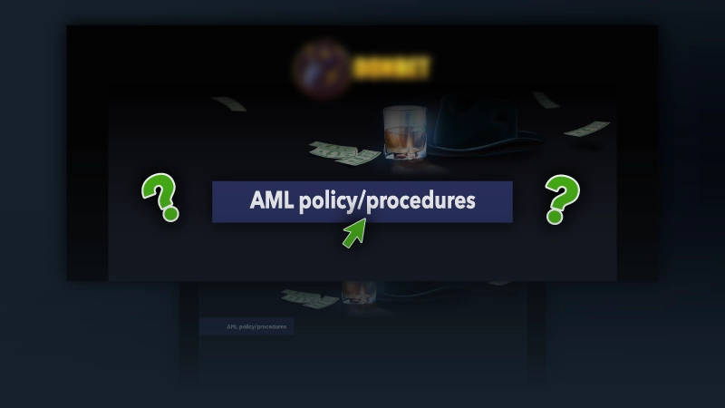 This slot site had a link to their Anti-Money Laundering policy. Clicking on that link showed they didn't actually have one.