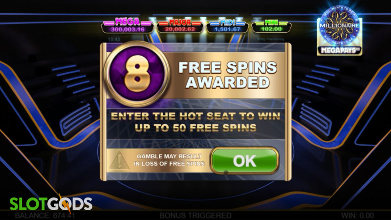 Who Wants to be a Millionaire Megapays Online Slot by Big Time Gaming Screenshot 2