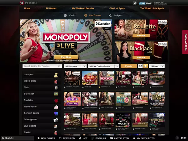 Videoslots Casino Desktop Screenshot 4