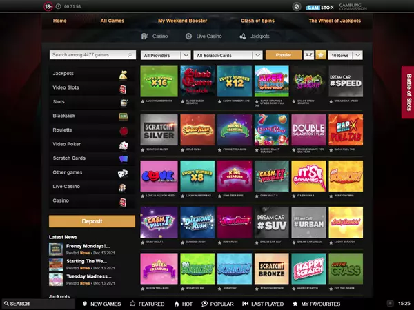 Videoslots Casino Desktop Screenshot 5