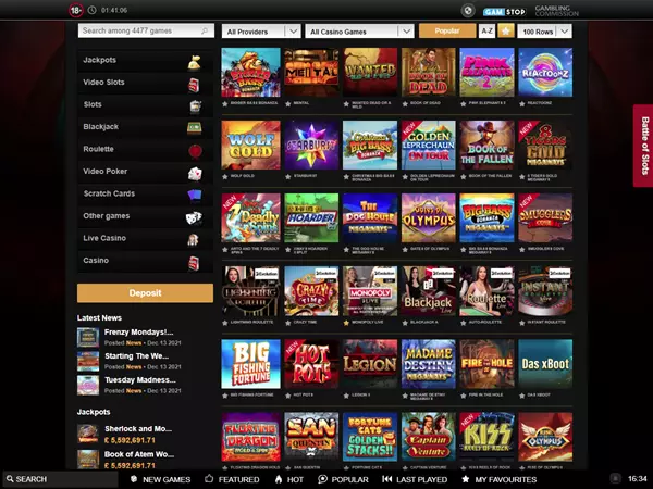 Videoslots Casino Desktop Screenshot 2
